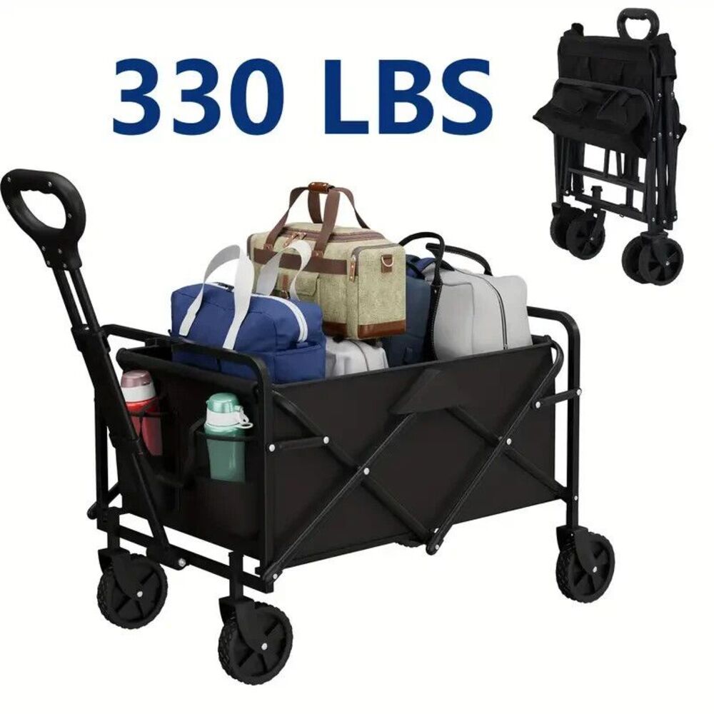 Foldable Wagon Cart, Heavy Duty Collapsible Folding Utility Garden Wagon